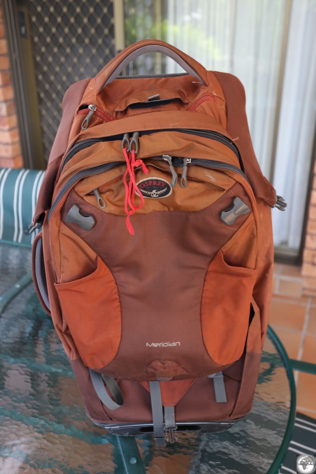 My Osprey Meridian after 6 years of continuous travel. Still in excellent conditioned except for some damage to the fabric on the rear upper corners.