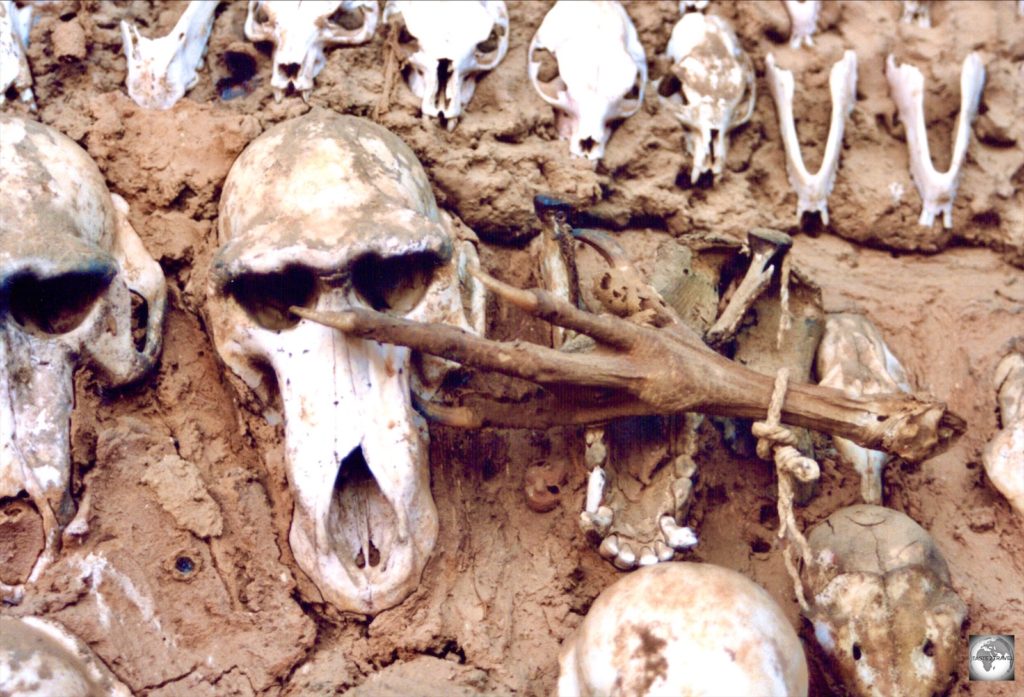 The wall of a Witch Doctors house in the Dogon Country.