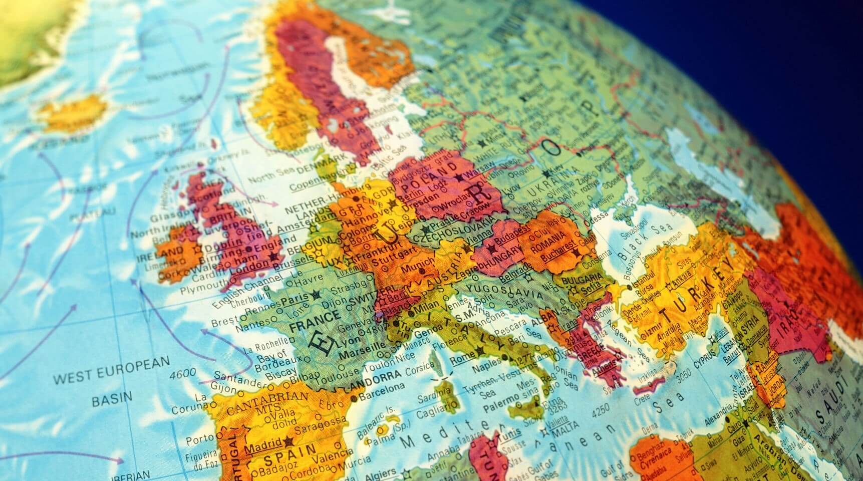 Europe Travel Quiz: Globe Showing Europe