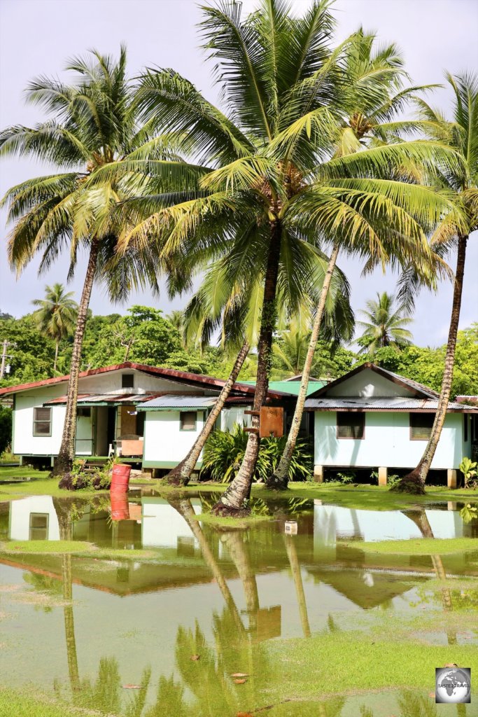 A neighbourhood on Weno island flooded after a recent storm.