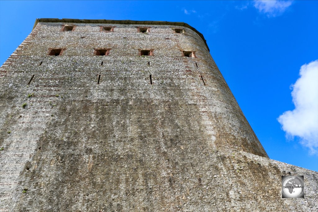 The towering stone rampart at Citadelle Laferrière.