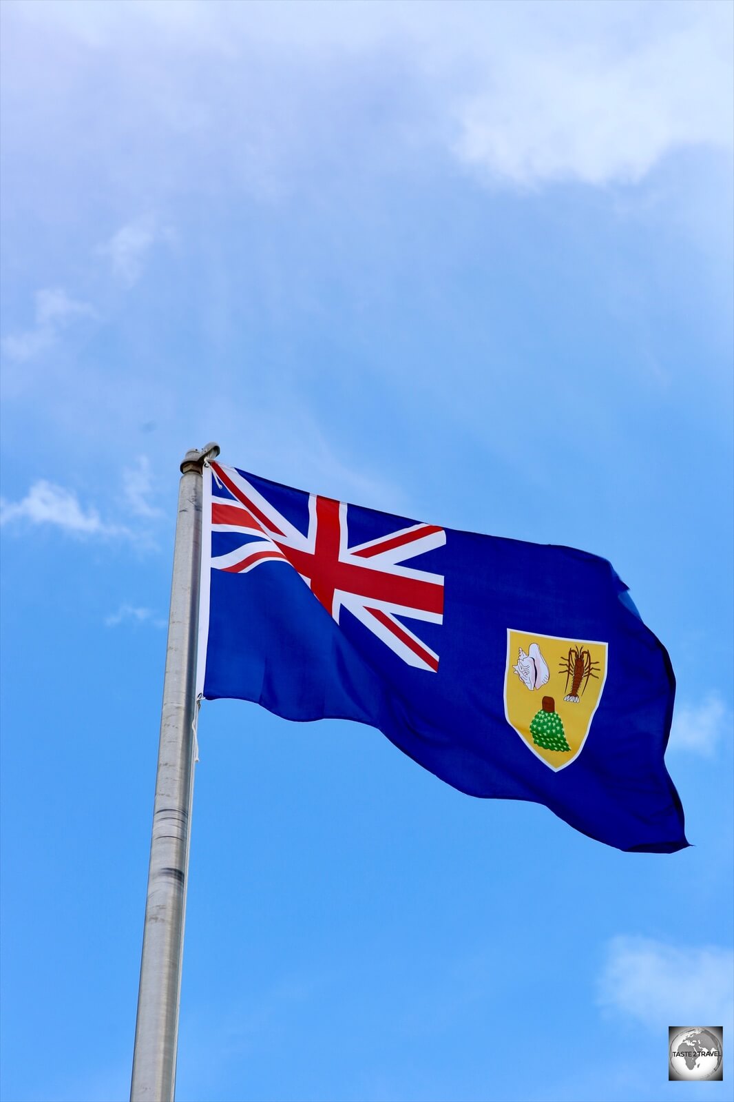 The flag of TCI flying on Provo Island.