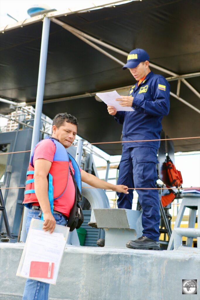 A Colombian Border Checkpoint on the Amazon river at Leticia.