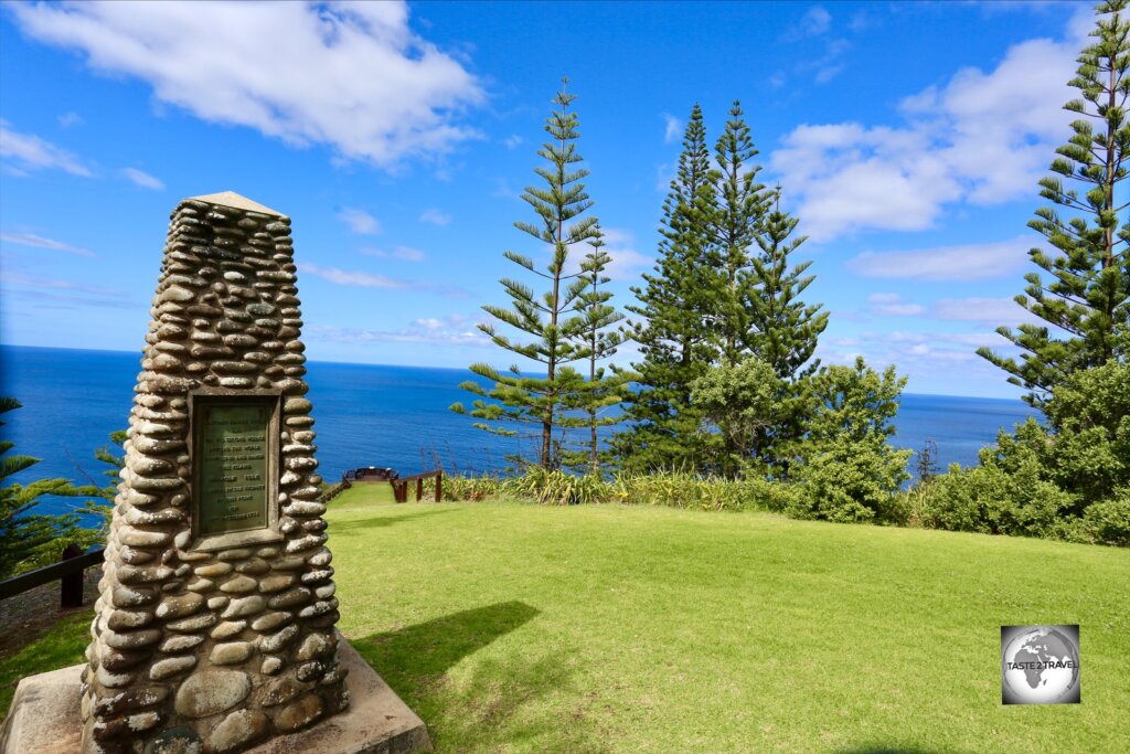 The Captain Cook monument and scenic lookout stand at the spot on the northern coast where Captain James Cook and his officers landed in 1774.