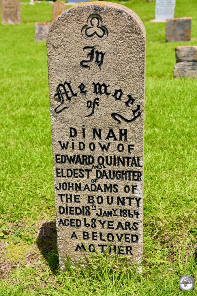 A gravestone in the Kingston cemetery for Dinah Adams, the eldest daughter of John Adams, one of the Bounty mutineers.