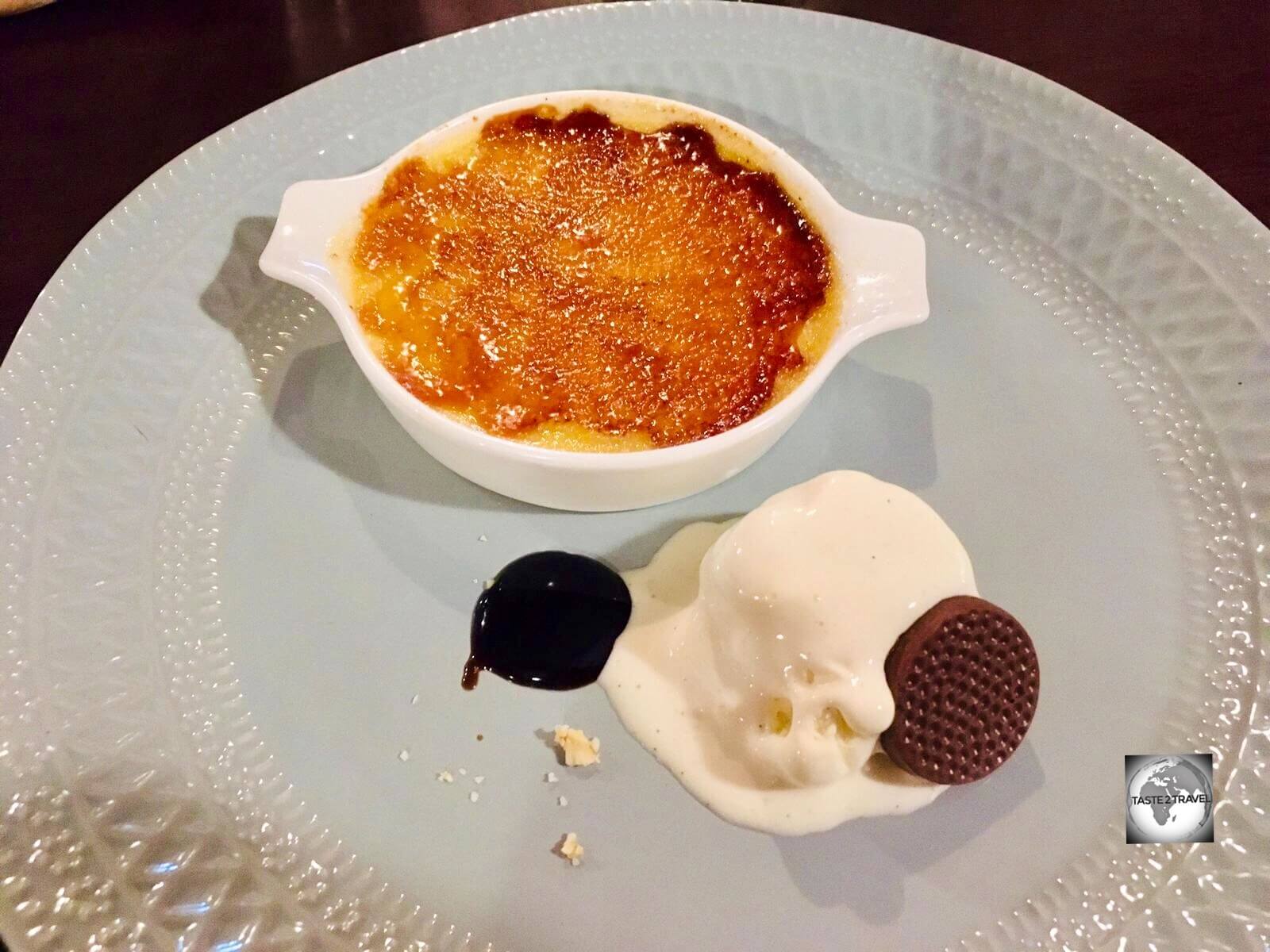 The perfect end to a meal, Kahlua Crème brûlée, served at the Bounty Bar & Grill.