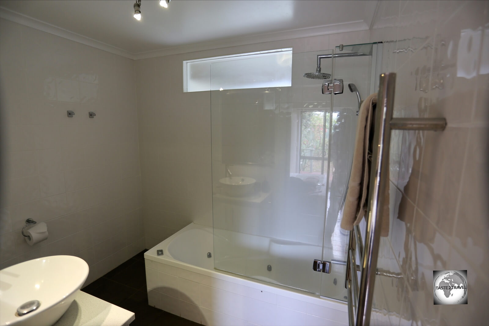 One of two bathrooms, in my unit at the Cumberland Resort and Spa, which included a spa bath.