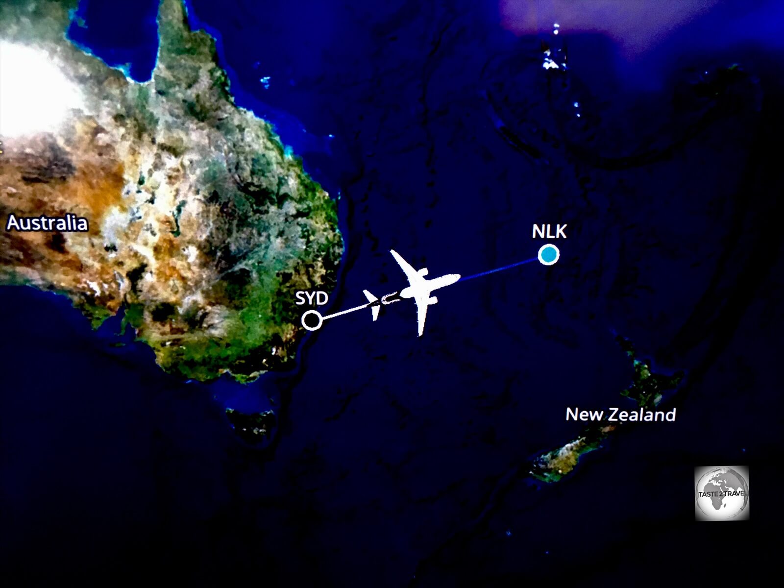 Onboard Air NZ flight NZ912 from Sydney to Norfolk Island.