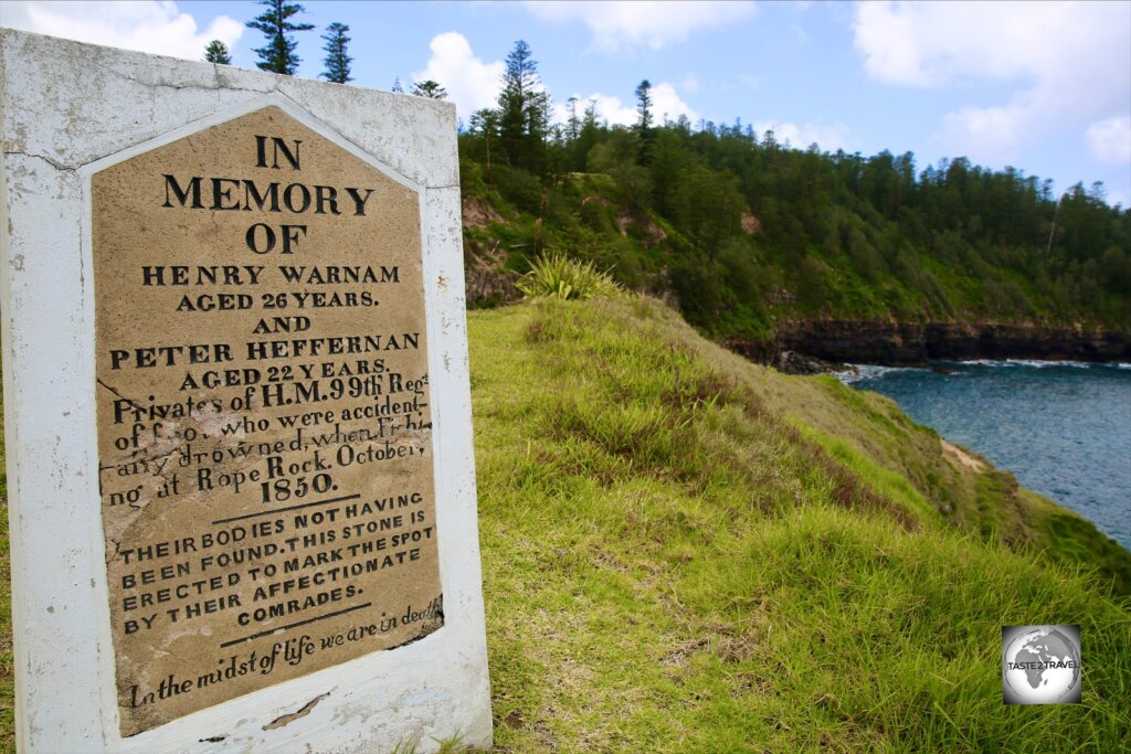 The memorial headstone at Headstone Point.
