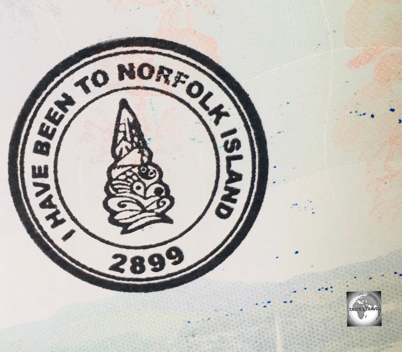 A Norfolk Island souvenir passport stamp, issued by the Norfolk Island Visitors' centre in Burnt Pine.