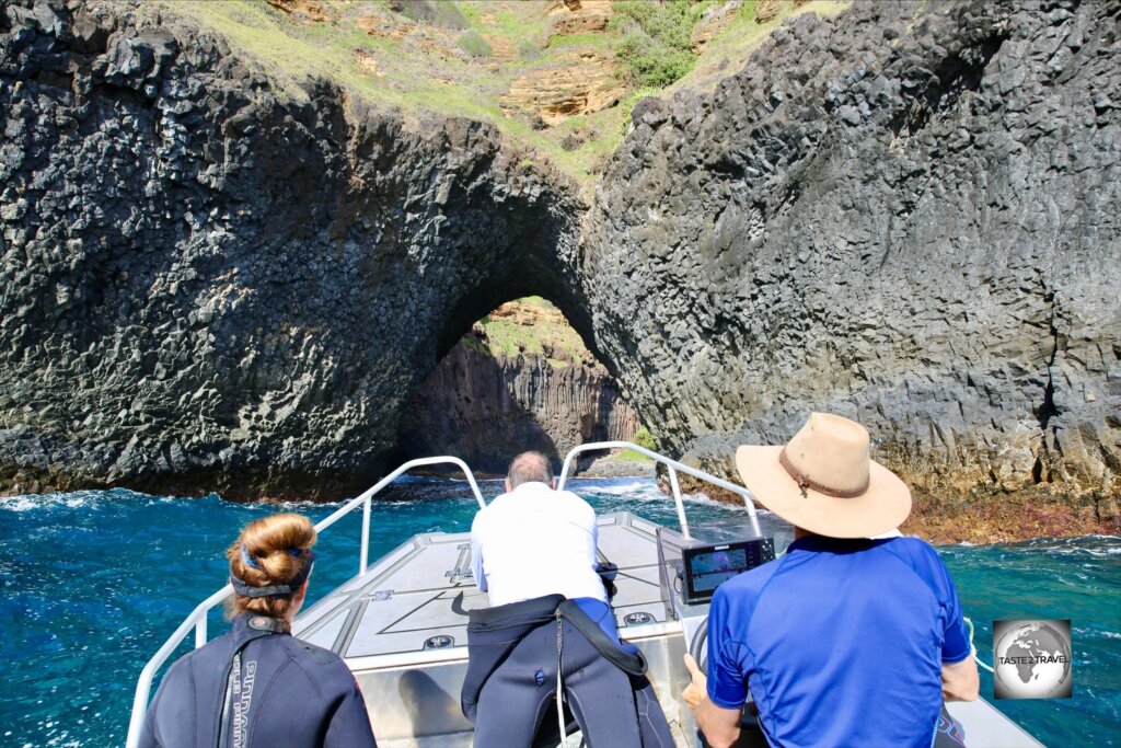We passed through this impressive volcanic archway on the way to one of our dives sites.