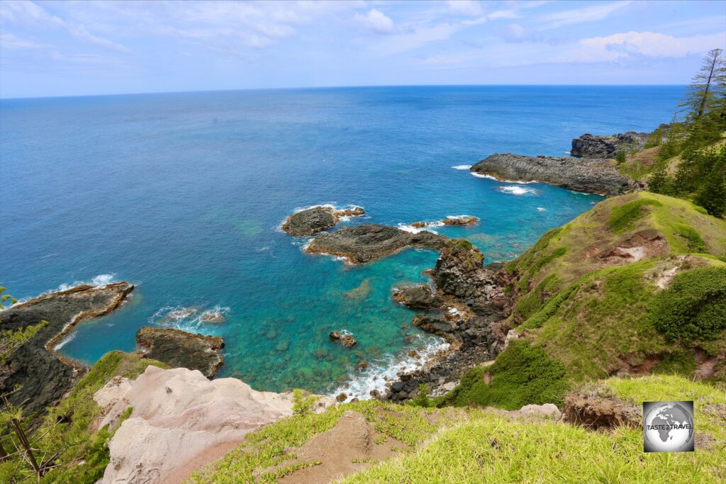 A view over the east coast of Norfolk Island from Two Chimneys Lookout.