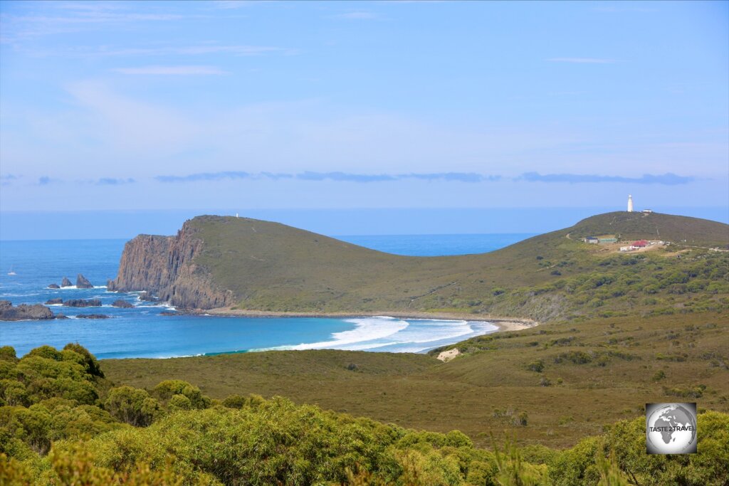 A view of Mabel bay and Bruny Island lighthouse.