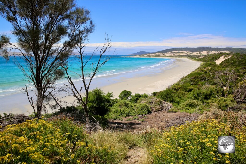 A view of Palana Beach, which is located on the remote north coast of Flinders Island.