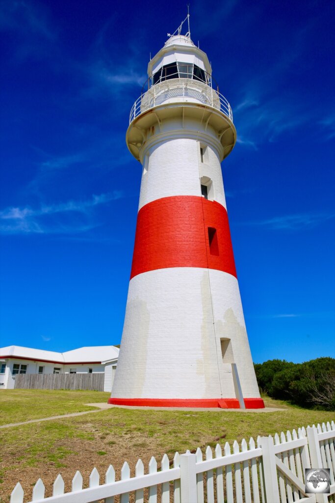 The lighthouse at Low Head, which is located 7-km north of George Town, on the east side of the mouth of the Tamar River.