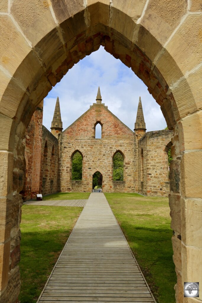 A view of the ruined church at the Port Arthur Penal Settlement.