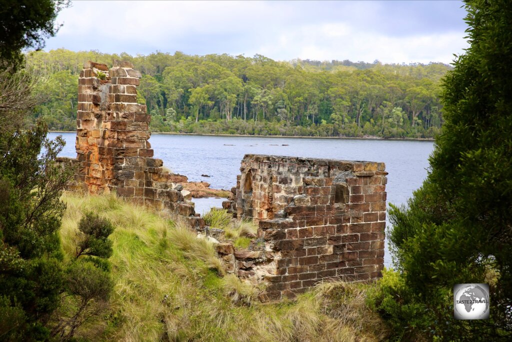 Ruins on the Sarah Island Penal Settlement, Macquarie harbour, Strahan.