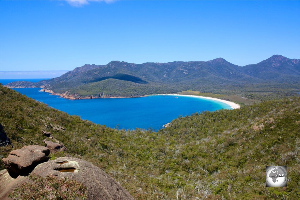 A view of Wineglass bay, which is a highlight of the Freycinet National Park.