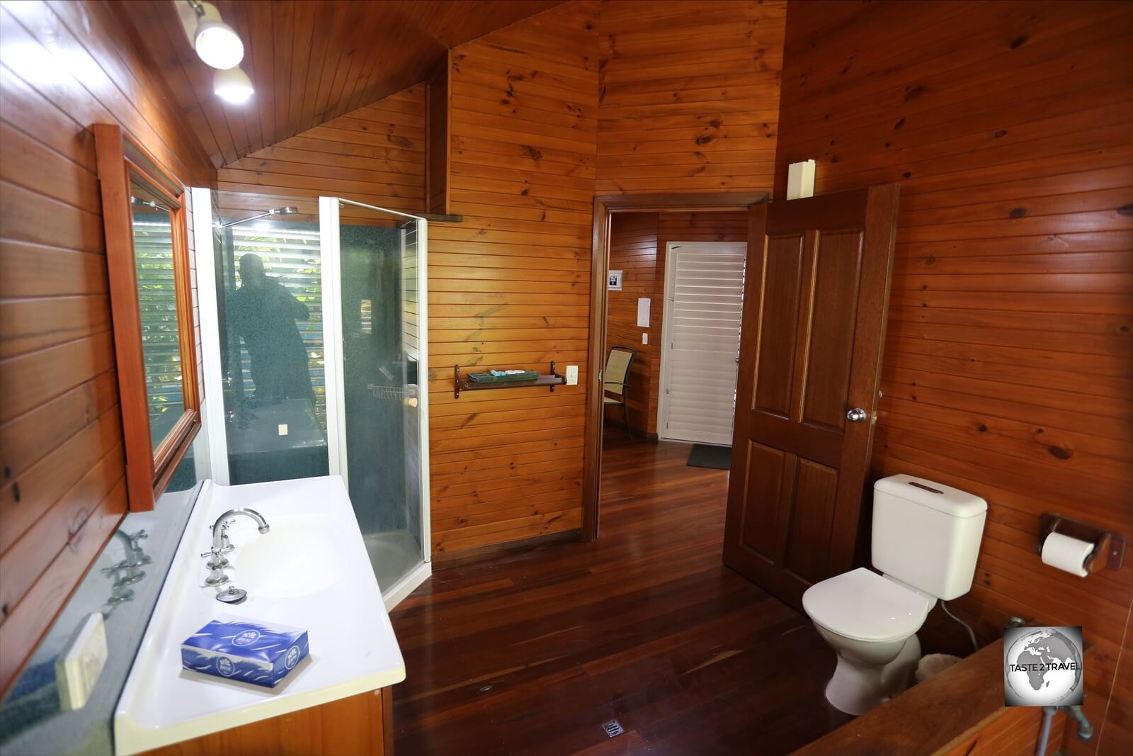 My spacious, airy bathroom at Cocos Village Bungalows on West Island.