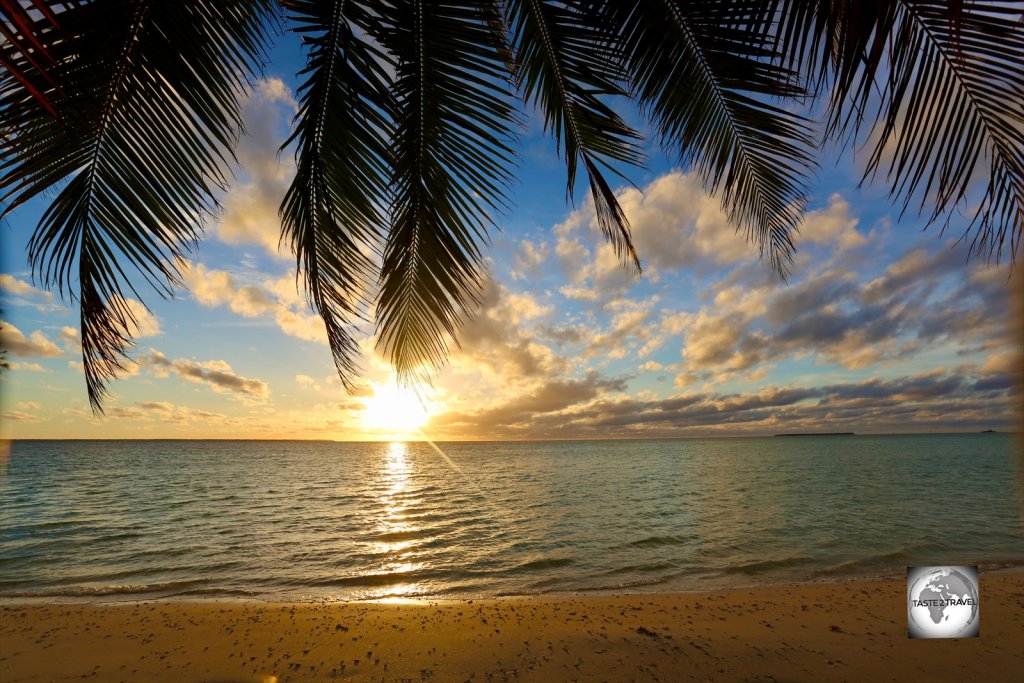 Sunset on Home Island, as seen from the front of Oceania House.