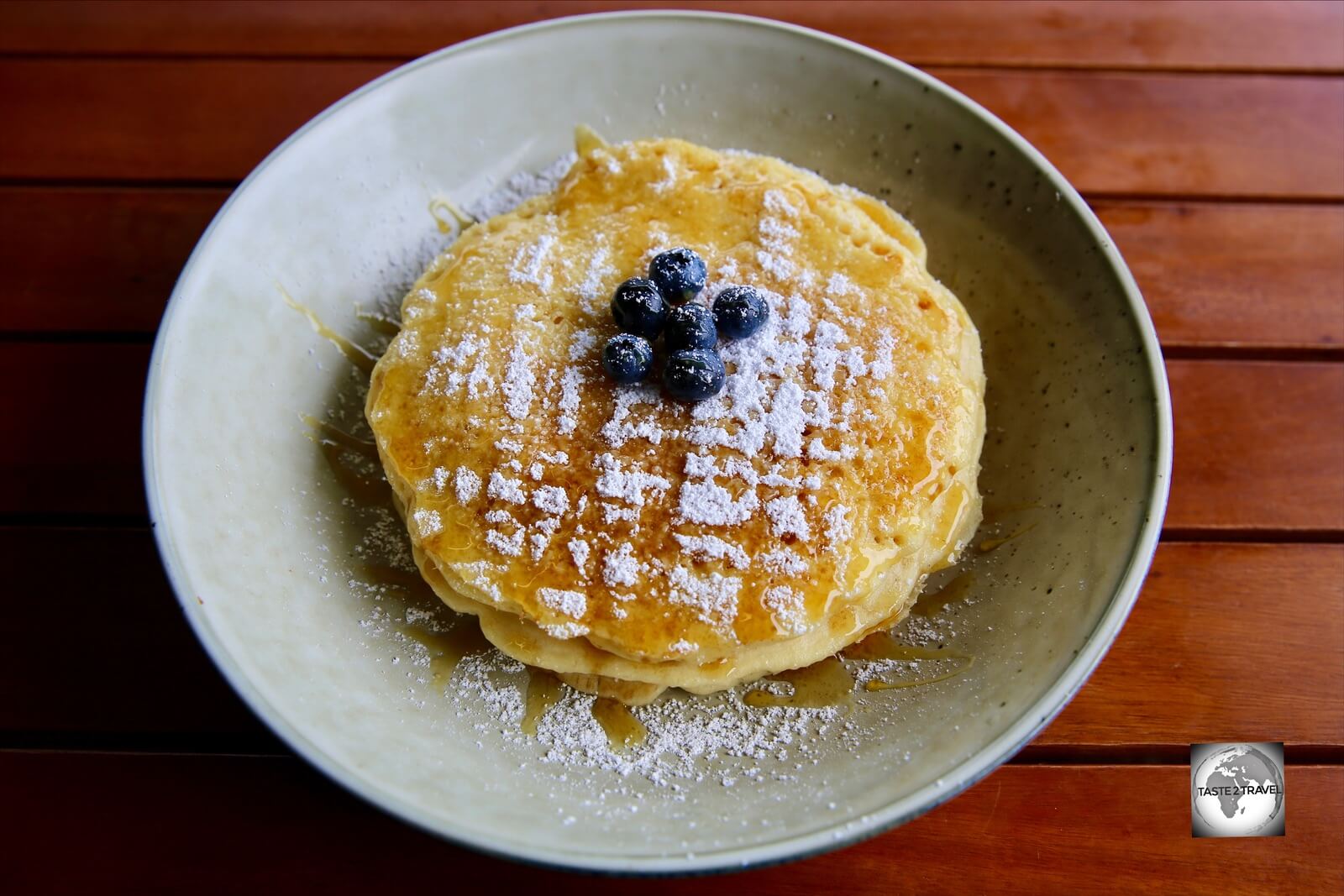The blueberry pancake stack at <i>Island Brunch cafe</i> on Home Island.
