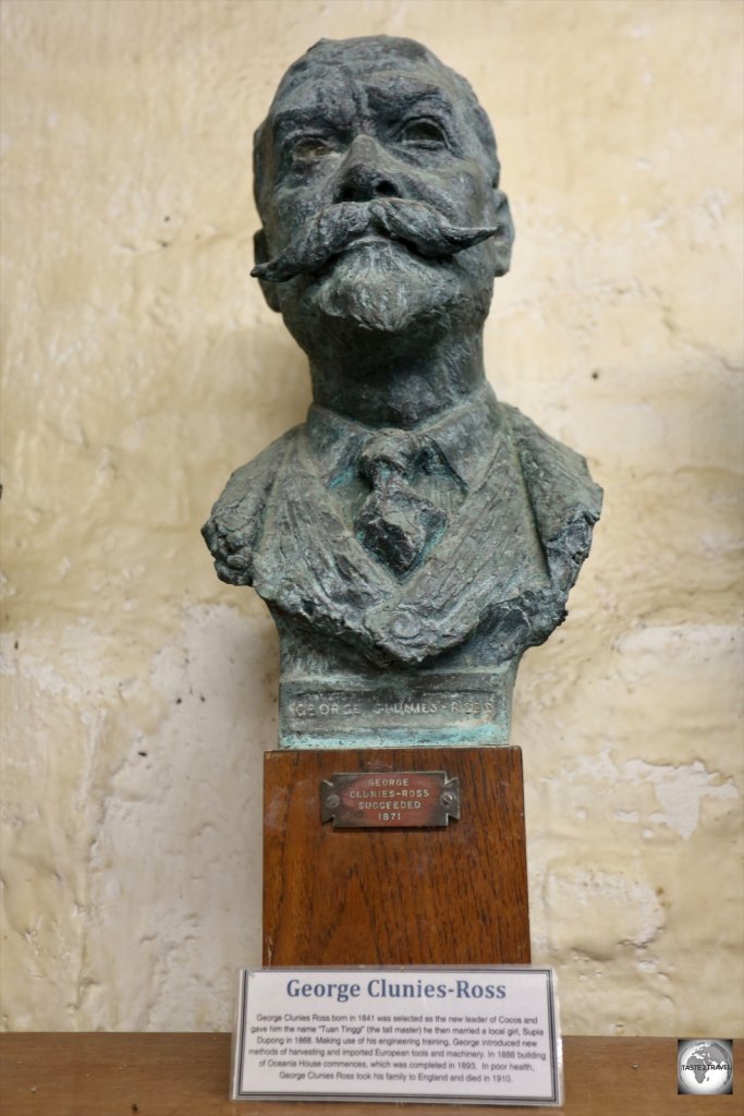 A bust of George Clunies-Ross at the Cocos Museum on Home Island.