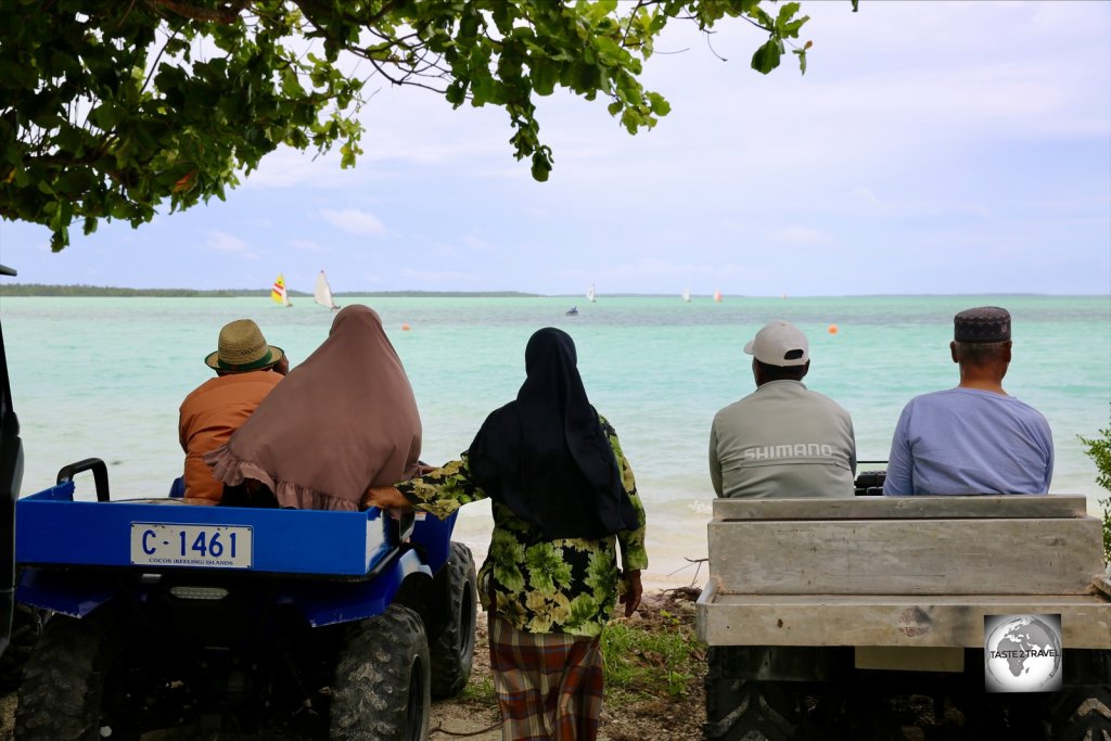 Spectators watching a Jukong sailing race on Home Island, Cocos (Keeling) Islands.
