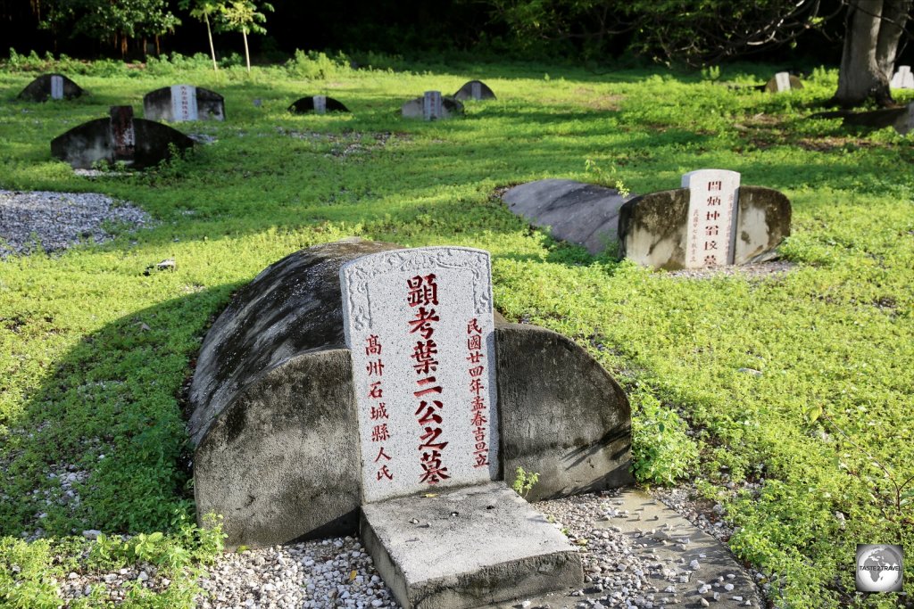 A gravestone at the Chinese cemetery on Christmas Island.