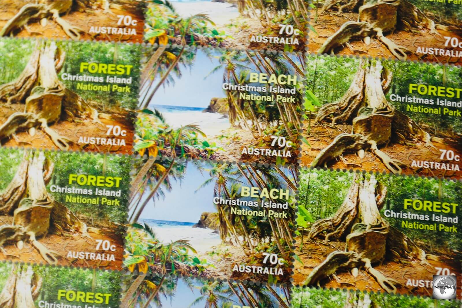 Christmas Island stamps featuring views from the National Park.