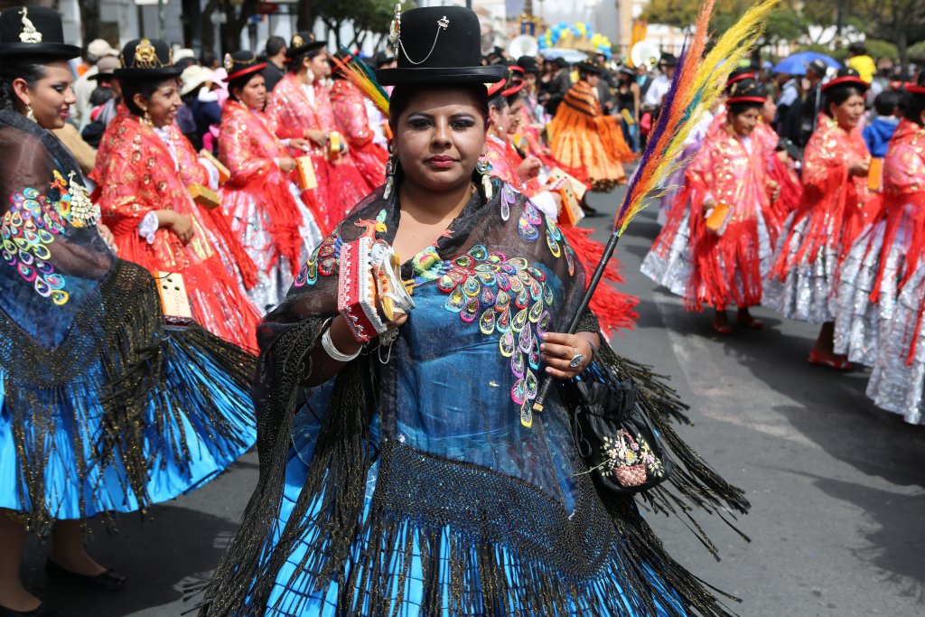 No shortage of colourful costumes in the 'Fiesta de la Virgen de Guadalupe', an annual festival which takes place each September in Sucre, Bolivia.