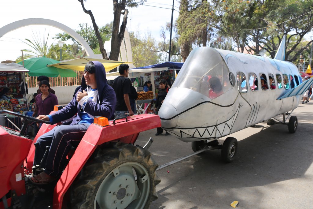 A children's amusement ride in Sucre, the capital of Bolivia.