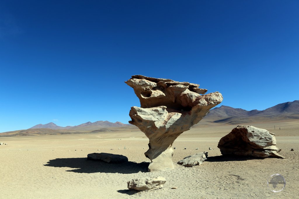 The Árbol de Piedra (Rock Tree), which inspired Salvador Dalí, is an isolated rock formation located in the Eduardo Avaroa Andean Fauna National Reserve in southern Bolivia.
