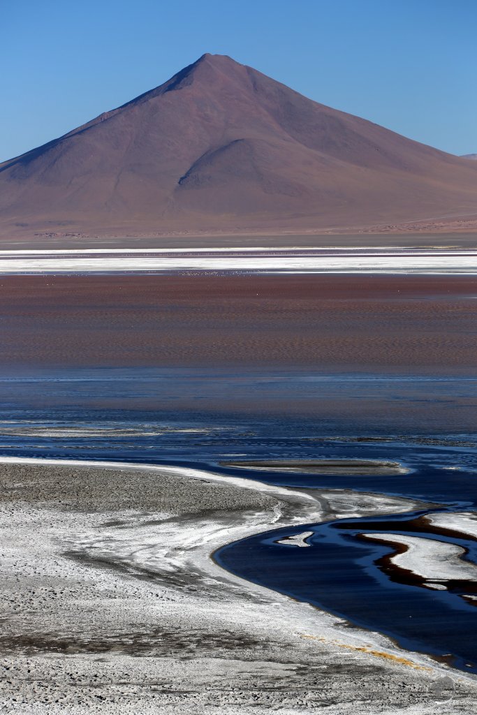Laguna Colorada (Red Lagoon) is a shallow salt lake in the southwest of the Bolivian altiplano, close to the Chilean border.