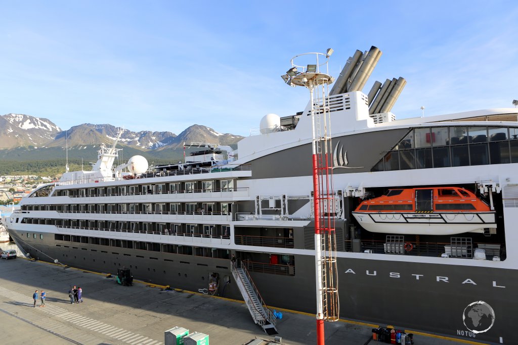 A view of the Antarctic expedition ship 'MV Austral' at Ushuaia, from Quark Expeditions "MV Ocean Diamond", at the end of my 14-day Antarctica expedition.