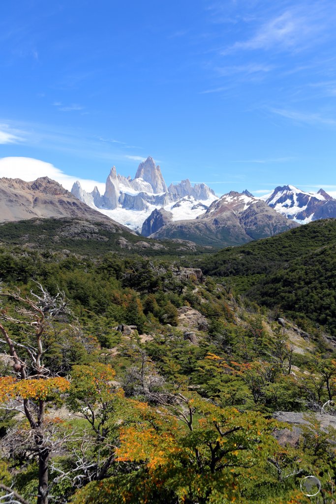 A panorama of Monte Fitz Roy in the Los Glaciares National Park, a highlight of Argentine Patagonia.