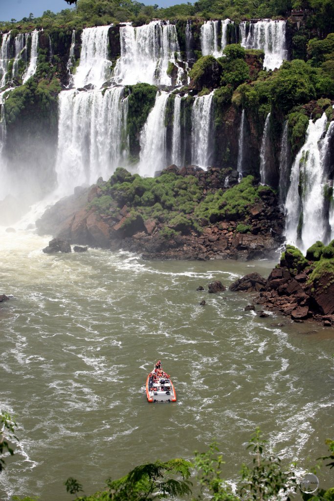 A Brazilian tour boat below Iguazú Falls.