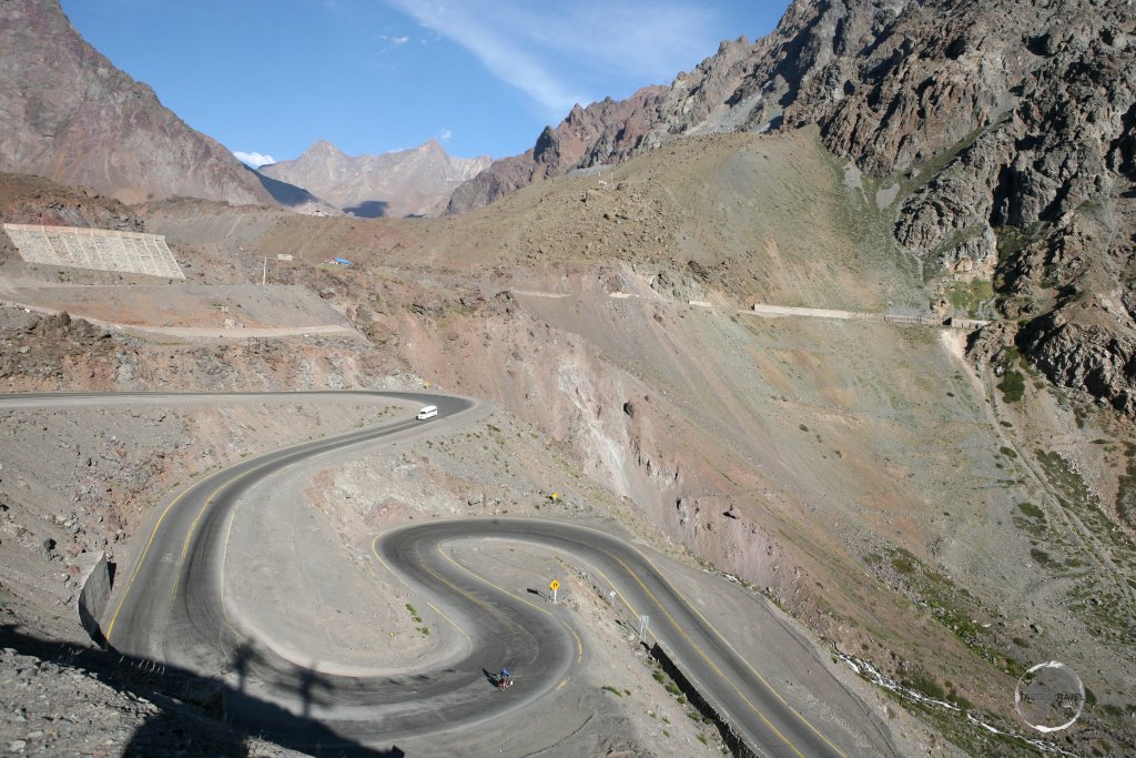 Located at 3,200 m (10,500 ft), the main border crossing between Chile and Argentina, the 'Paso Internacional Los Libertadores', is a mountain pass in the Andes between Argentina and Chile.