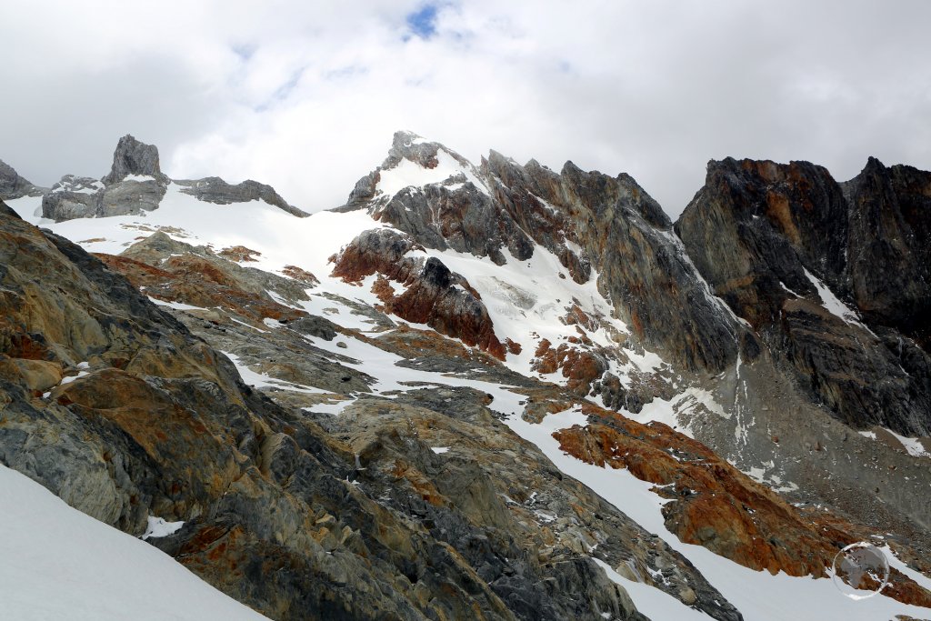 The 'Ojo del Albino' Glacier is located 1,000 metres above Laguna Esmeralda in the Sierra Alvear range, the largest mountain range in Tierra del Fuego.