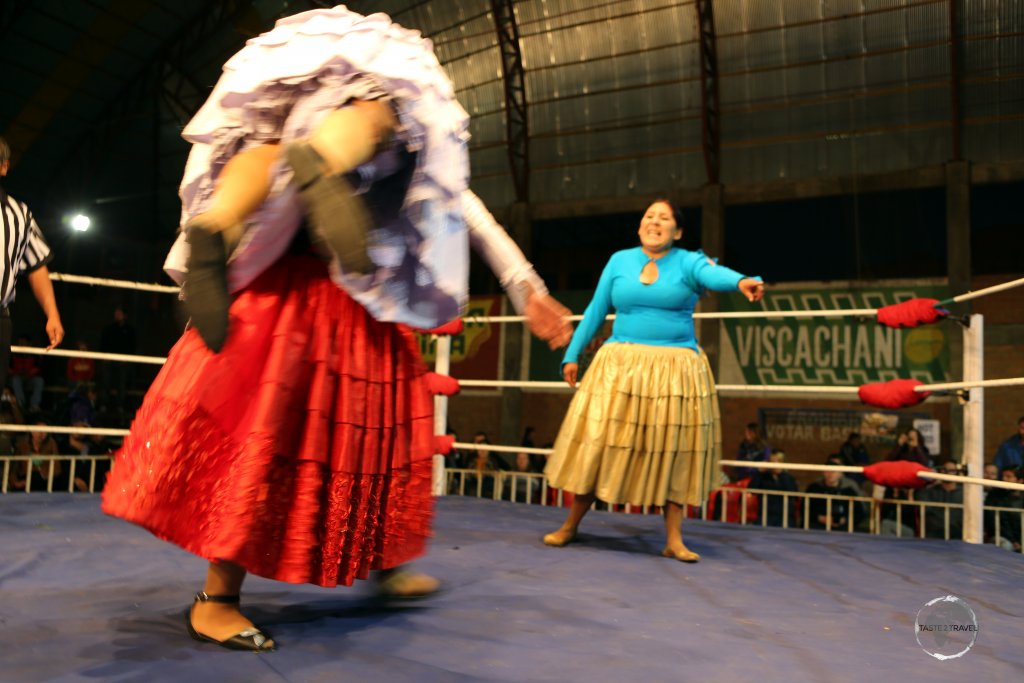 Cholita wrestling is held twice a week in a repurposed old warehouse in El Alto, a hilltop neighbourhood of La Paz.