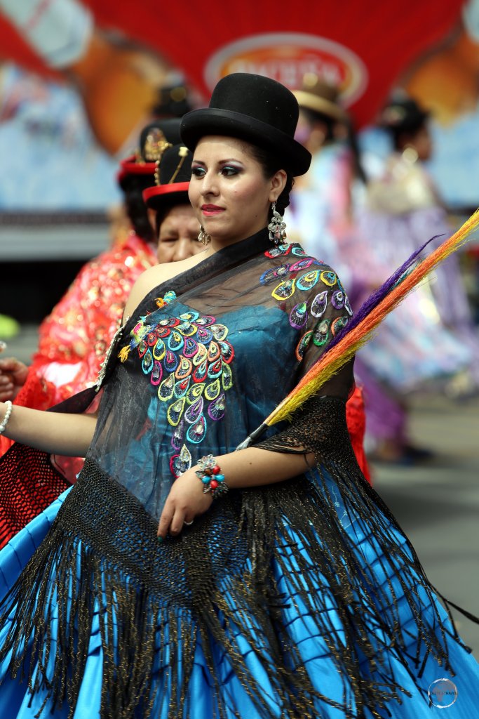 Thousands of dancers, dressed in brightly coloured, traditional costumes, participate in the parade of the 'Fiesta de la Virgen de Guadalupe' in Sucre.