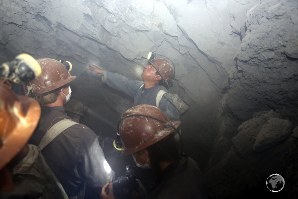 Our guide settles us as we wait for a dynamite explosion which happened a short distance down the tunnel. After the explosion the tunnel filled with a toxic dust which caused my eyes to water.