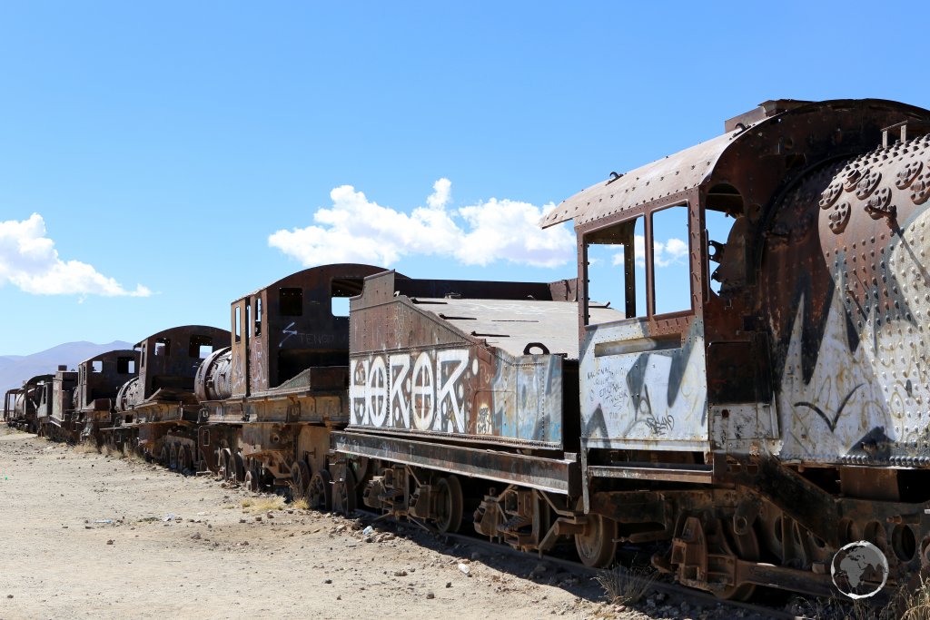 The British-made locomotives were originally imported as part of a large infrastructure project which was abandoned due to tensions with neighbouring Chile, through which the rail line passes.