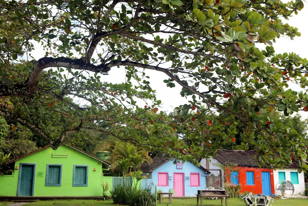 Colourful houses at Porto Seguro, a coastal resort town in the Brazilian state of Bahia.