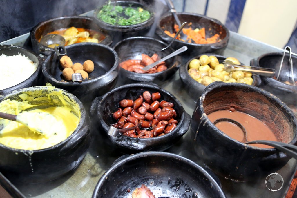 Traditional 'Minera' cuisine buffet, served at a restaurant in the historic town of Tiradentes, Minas Gerais state.