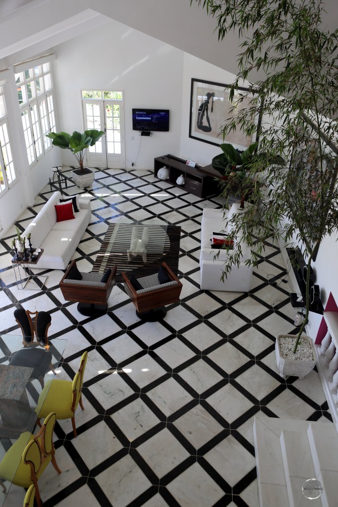 The spacious and stylish living room of my guest house in Rio de Janeiro.