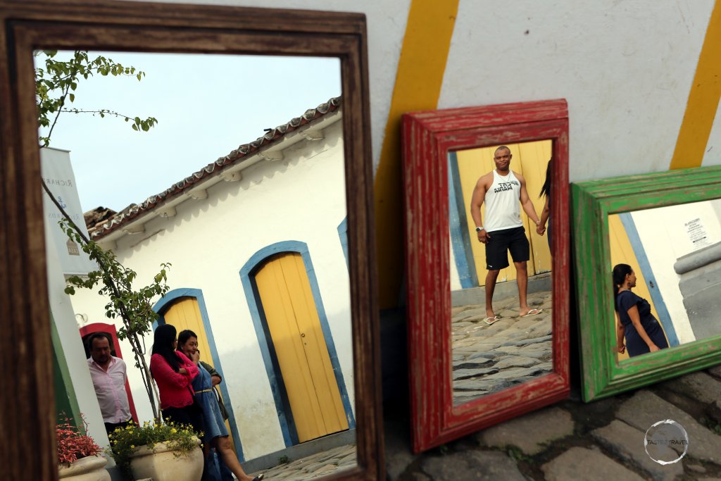 A different type of reflection photo in downtown Paraty.