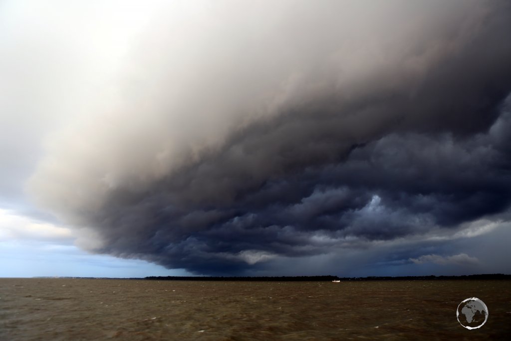 Storm clouds over the Amazon river near Belém.