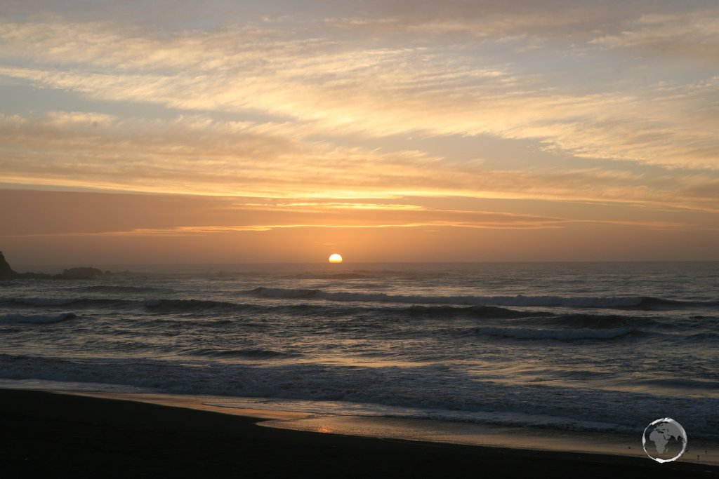 Sunset over Pichilemu beach in central Chile.