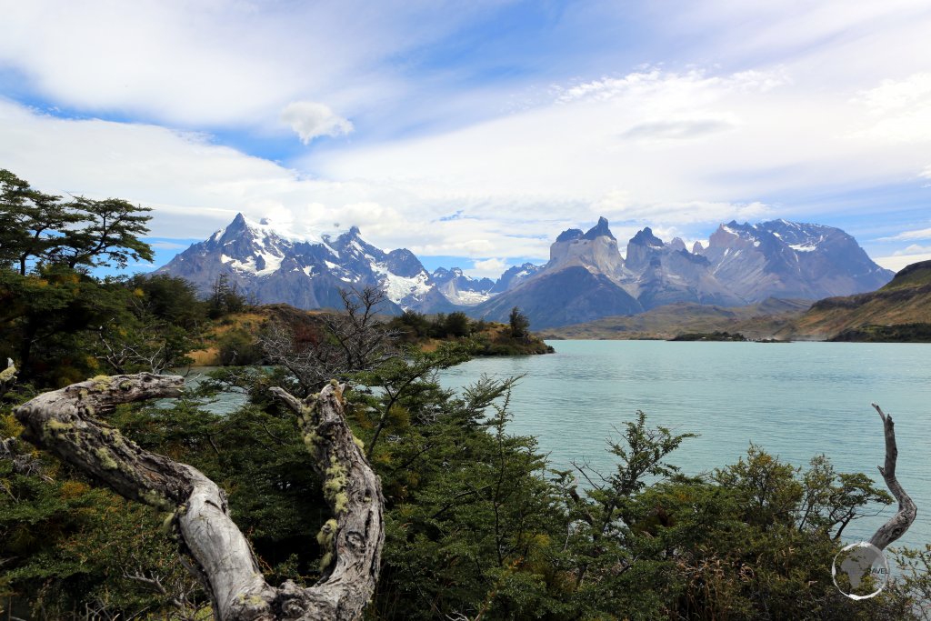 A view of the Torres del Paine massif from Lago del Toro, one of several lakes to be found inside the Torres del Paine National Park.