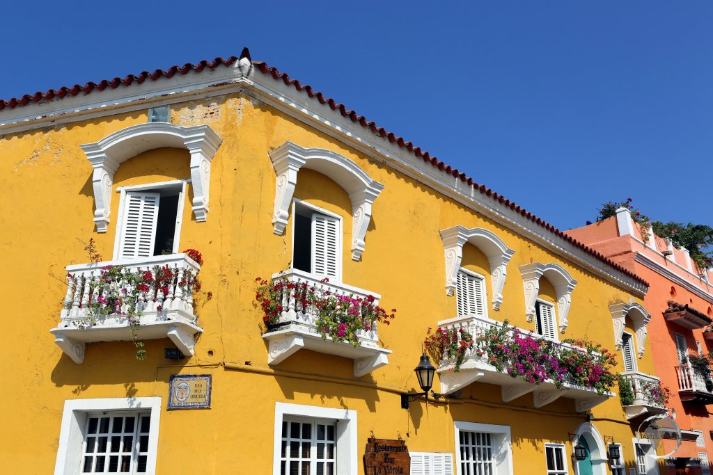 Views of Cartagena old town, which is located on the Caribbean coast of Colombia.